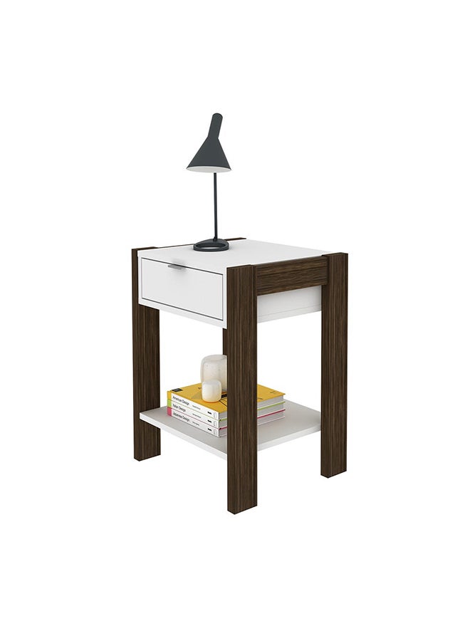 DANUBE HOME Tarsus Night Stand White/Walnut 35.5x41x54.5cm  - Image 5