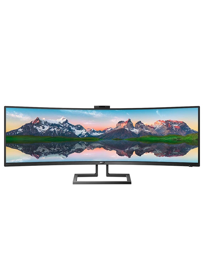 Philips - 49-Inch Monitor, 499P9H1, Curved Dual QHD with VA panel, DisplayPort/HDMI/USB-C connectivity, 5W built in speakers and 2MP FHD built-in Windows Hello  webcam, height adjustable Black - Image 1