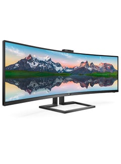 Philips 49-Inch Monitor, 499P9H1, Curved Dual QHD with VA panel, DisplayPort/HDMI/USB-C connectivity, 5W built in speakers and 2MP FHD built-in Windows Hello  webcam, height adjustable Black  - Image 2