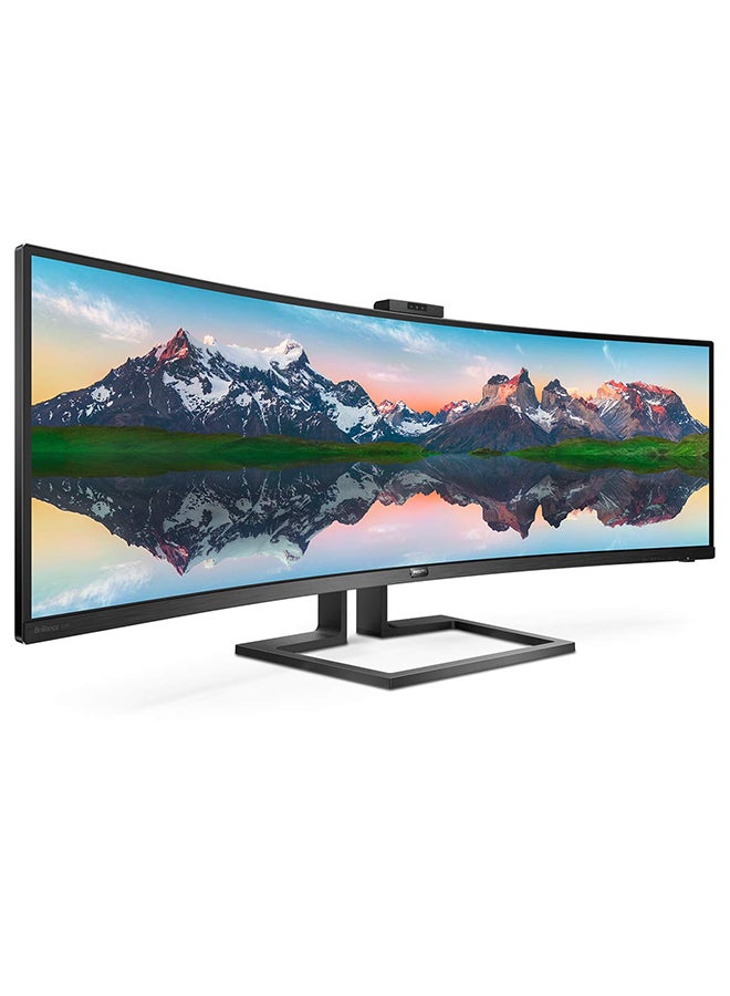 Philips - 49-Inch Monitor, 499P9H1, Curved Dual QHD with VA panel, DisplayPort/HDMI/USB-C connectivity, 5W built in speakers and 2MP FHD built-in Windows Hello  webcam, height adjustable Black - Image 1