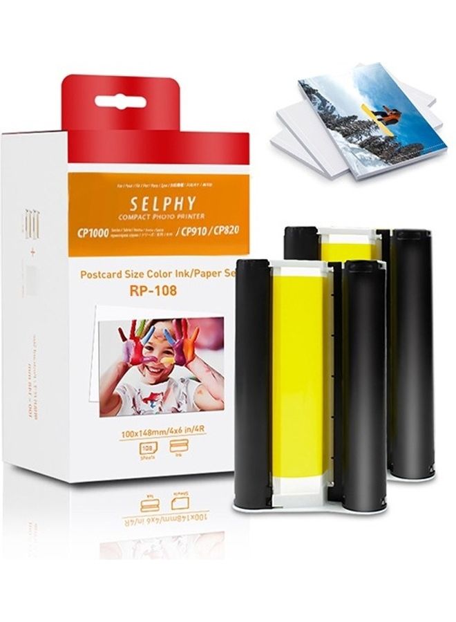 Canon - SELPHY Compact Photo Printer Postcard Size Color Ink/Paper Set C.RP-108 Multicolour - Image 1