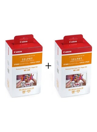 2 Pices SELPHY Compact Photo Printer Postcard Size Color Ink/Paper Set RP-108 Multicolour - v1664868845/N53355247A_1
