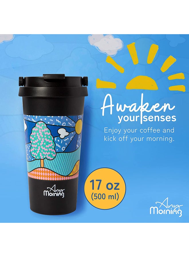 Any Morning - Any Morning Stainless Steel Travel Coffee Mug, Coffee Tumbler, Double Wall Vacuum Insulated Travel Mug, Leak Proof, Spill Proof, Anti Slip Base, Insulated Tumblers for Hot and Cold Drinks Multicolour 500ml - Image 1