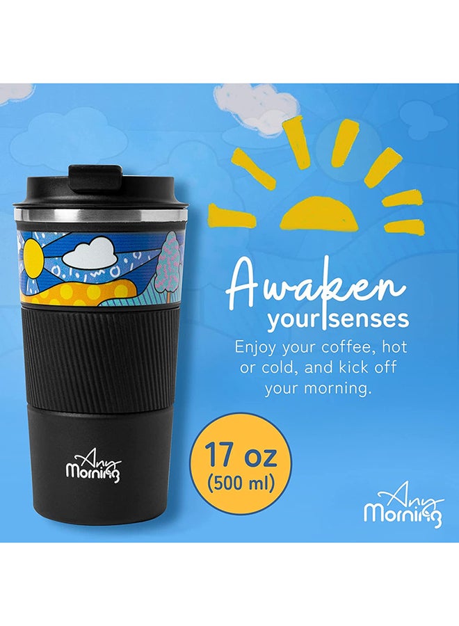 Any Morning Any Morning Stainless Steel Travel Coffee Mug, Coffee Tumbler, Double Wall Vacuum Insulated Travel Mug, Leak Proof, Spill Proof, Anti Slip Base, Insulated Tumblers for Hot and Cold Drinks Multicolour 500ml  - Image 5