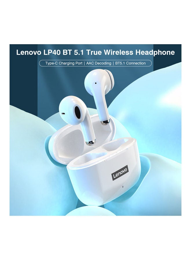 Lenovo - Thinkplus LivePods TWS Wireless Bluetooth Earphone Noise Cancelling Earbuds Gaming Sports Headset White - Image 1