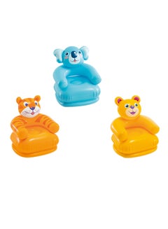 INTEX 1- Piece Elegantly Design Happy Animal Chair Assorted - Style May Vary,  Portable, Durable and Comfortable Yellow 64cm  - Image 1