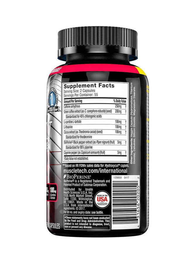 MuscleTech - Hydroxycut Hardcore Elite Dietary Supplement - Unflavored - 110 Capsules - Image 1