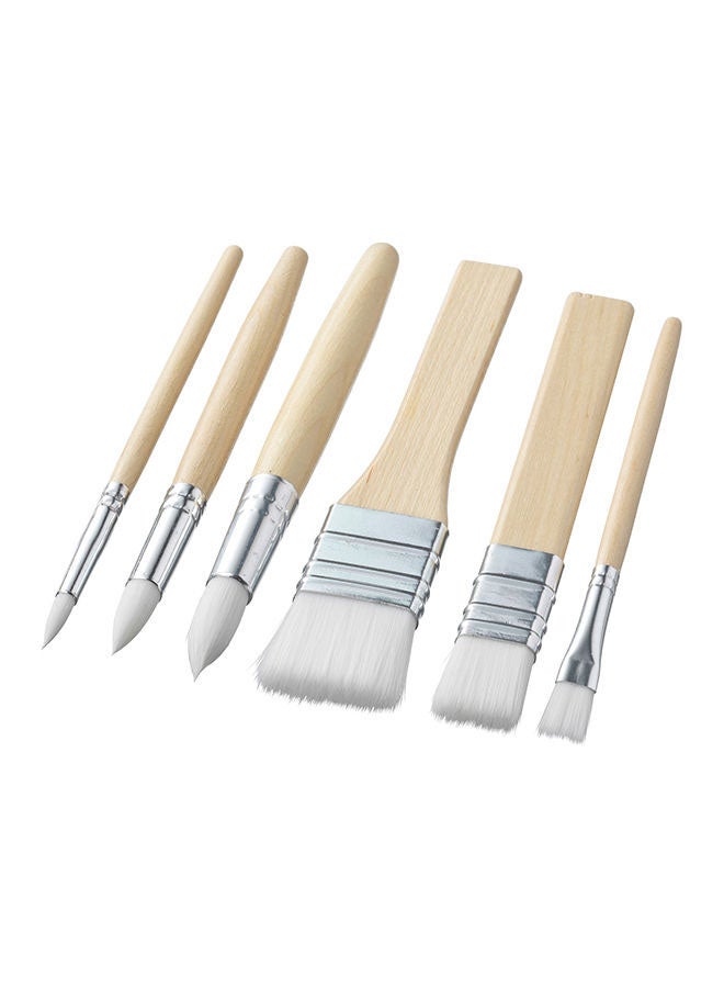 MALA 6-Piece Plastic Paint Brush Set Beige/White  - Image 1