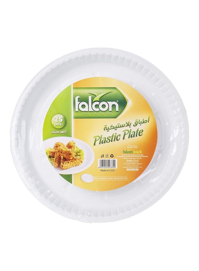 Falcon Pack Of 25 Pieces Plastic Plate Round M7 26CM 1 White - Image 1