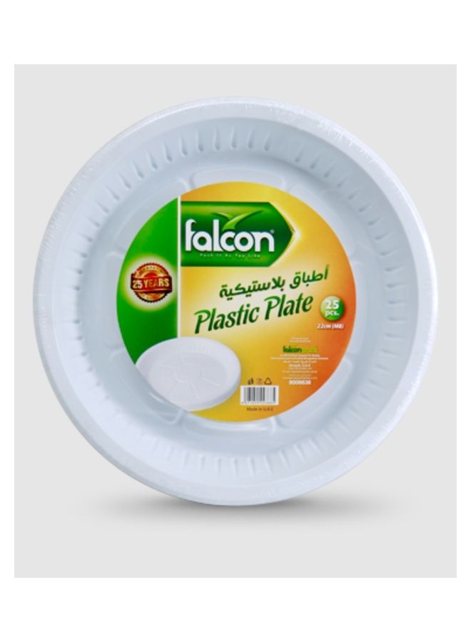 Falcon Pack Of 25 Pieces Plastic Plate Round M7 26CM 1 White - Image 2