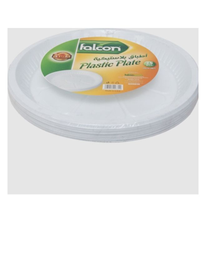 Falcon Pack Of 25 Pieces Plastic Plate Round M7 26CM 1 White - Image 3