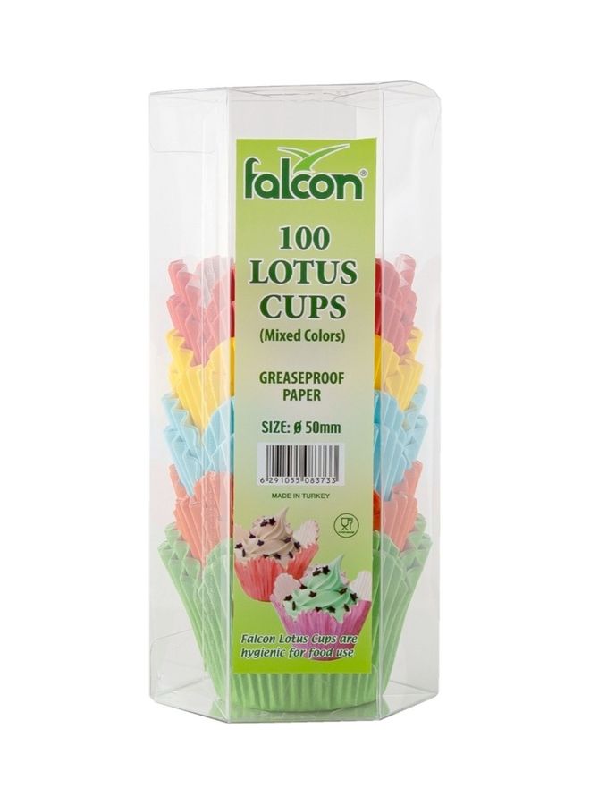 Falcon Pack Of 100 Lotus Cups Mixed Colors Greaseproof Paper Mixed Colors 50mm  - Image 1