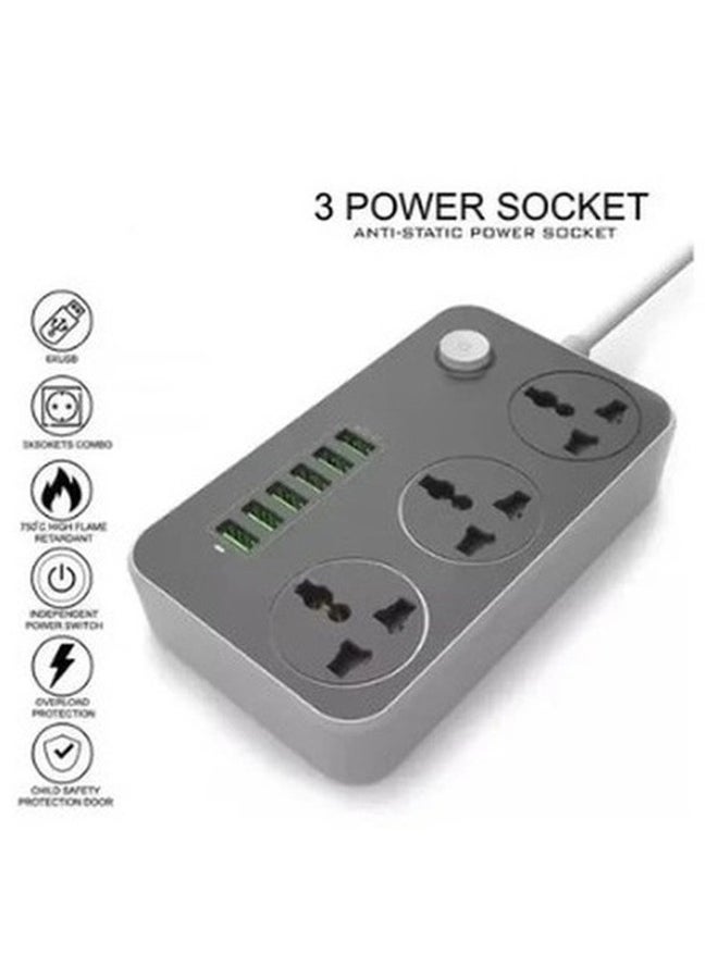 موصل كهربائي بـ 6 منافذ USB (قابس أوروبي) أسود 162x 97 x 38مم  - Image 4