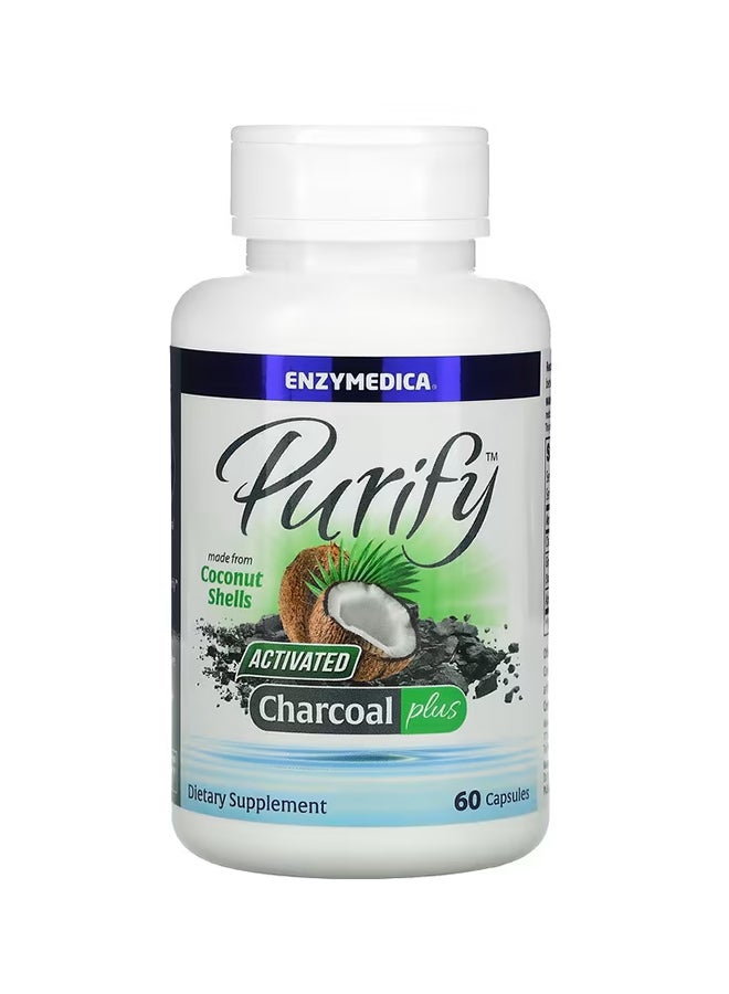 ENZYMEDICA Purify Activated Coconut Charcoal Plus Dietary Supplement - 60 Capsules  - Image 3