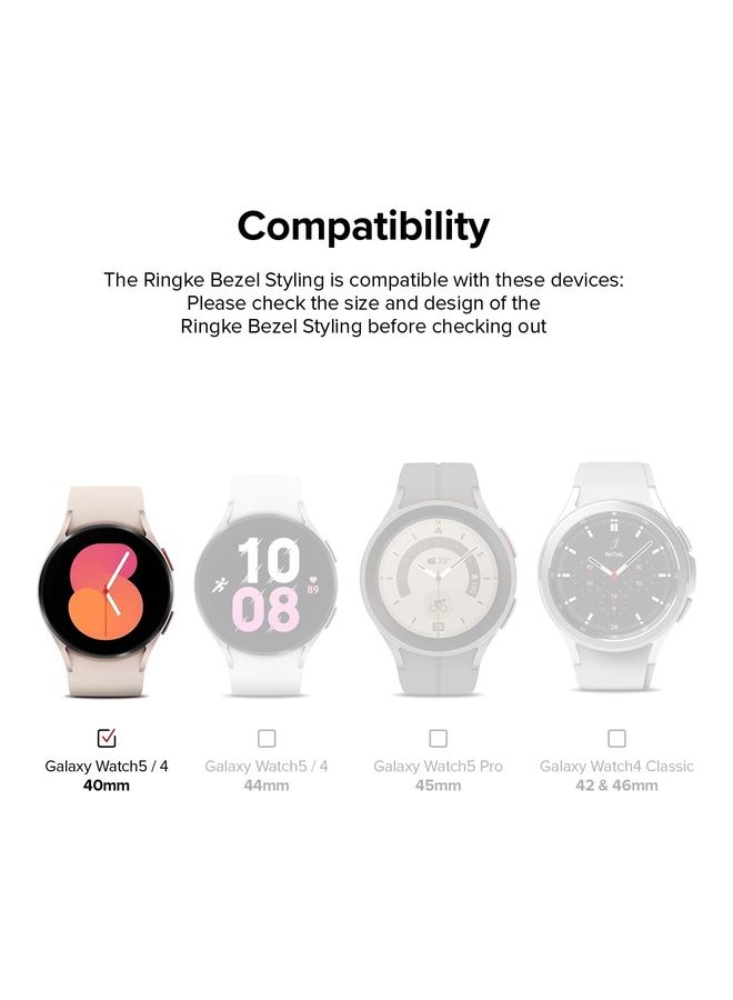 رينجك غطاء حماية بإطار حلقي لاصق من الاستانلس ستيل المانع للخدوش لساعة جالاكسي ووتش 5 وجالاكسي ووتش 4 مقاس (40 مم) طراز 40‎-15 أسود - Image 2