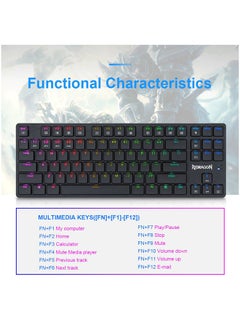 REDRAGON K539 Anubis Wireless 2.4Ghz, Bluetooth and Wired Type C RGB Mechanical Gaming Keyboard - Brown Switch - Super Slim - English & Arabic Black  - Image 4