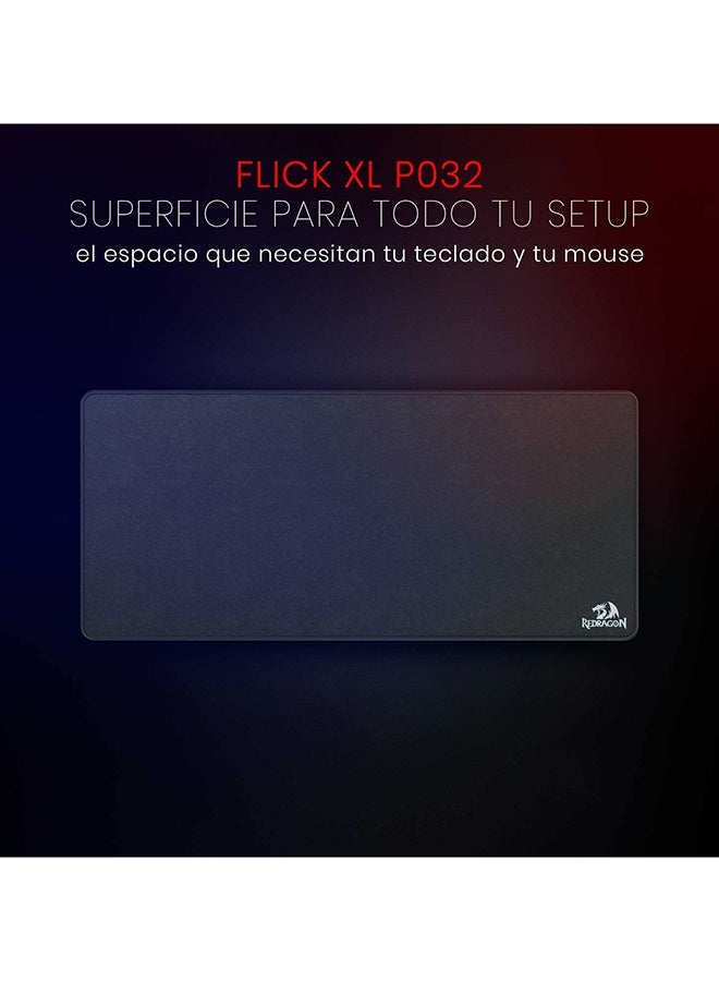 REDRAGON - P032 Flick XL Gaming Mousepad, Dimension 400x900x4mm, Waterproof, Anti Slippery, Cloth and Rubber, Black - Image 1