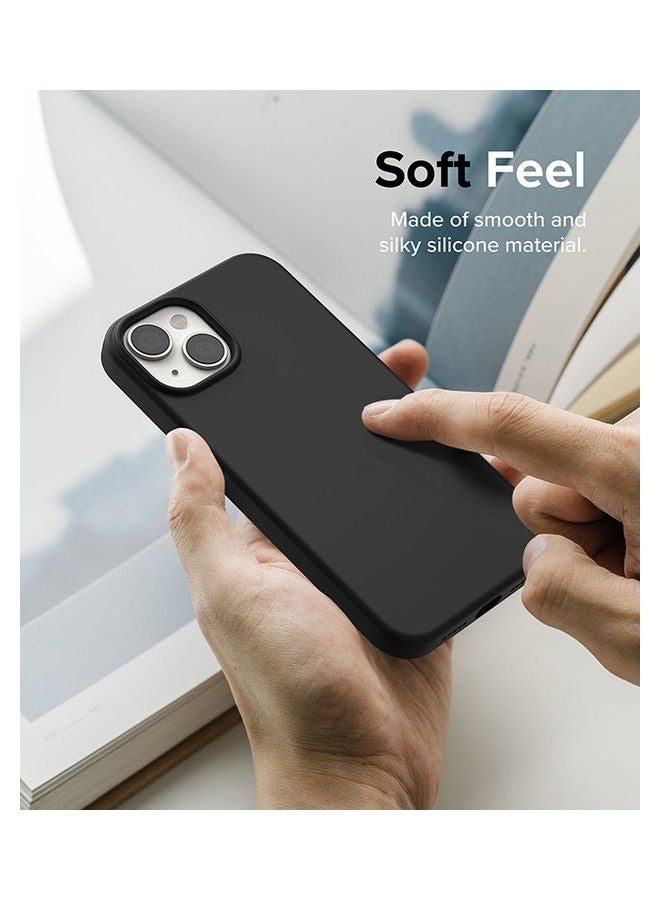 Silicone Lightweight Flexible Scratch Resistant Soft Microfiber Full-Body Protective Phone Cover For iPhone 14 Plus Stone