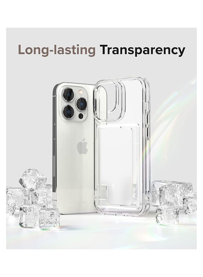 Fusion Case Transparent Hard Back With Built In Slim Card Holder Wallet Cover For IPhone 14 Pro Max 6.7 Inch Clear