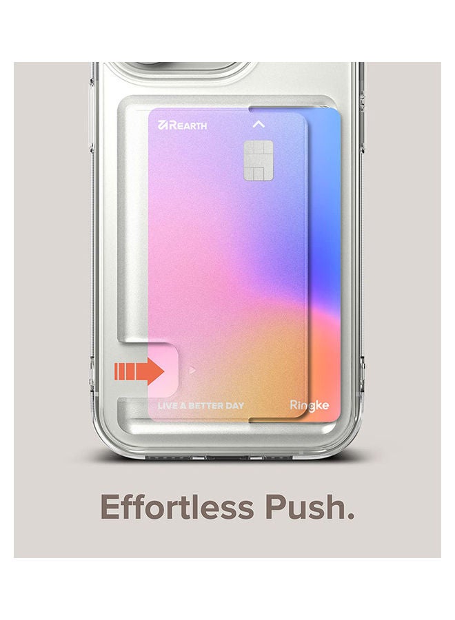 Fusion Case Transparent Hard Back With Built In Slim Card Holder Wallet Cover For IPhone 14 Pro Max 6.7 Inch Clear