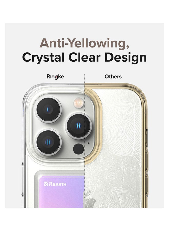 Fusion Case Transparent Hard Back With Built In Slim Card Holder Wallet Cover For IPhone 14 Pro Max 6.7 Inch Clear