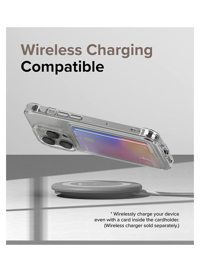 Fusion Case Transparent Hard Back With Built In Slim Card Holder Wallet Cover For IPhone 14 Pro Max 6.7 Inch Clear