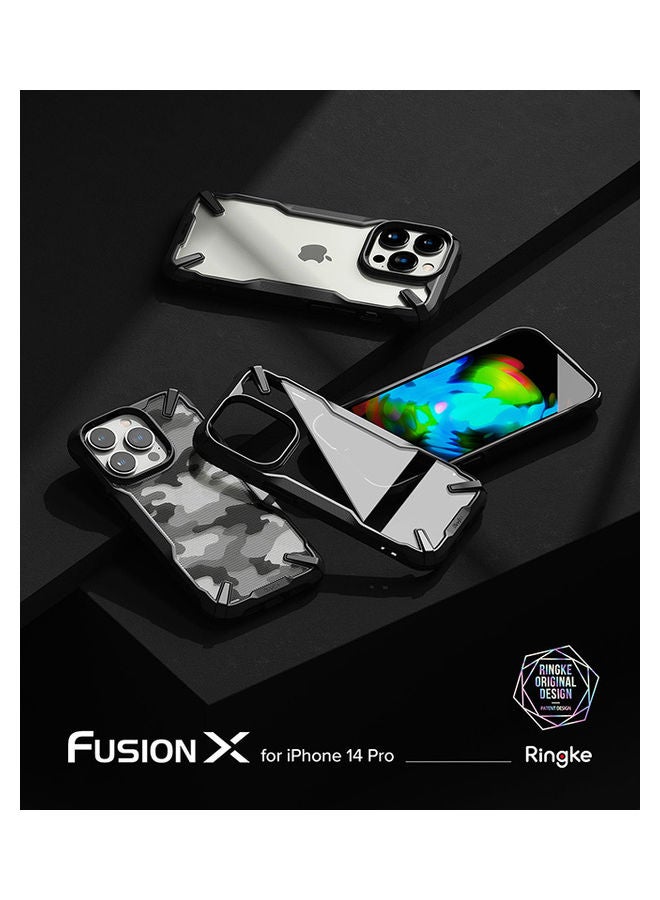 Hard Fusion-X Ergonomic Transparent Shock Absorption TPU Bumper Cover For iPhone 14 Pro Black