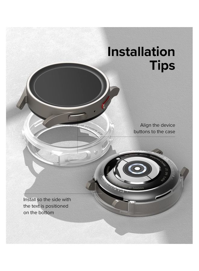 رينجك غطاء حماية واقٍ آير سبورتس بتصميم رفيع وناعم ومرن من البولي يوريثان الحراري المتين بإطار مرتفع مصمم بفتحات للأزرار لساعة جالاكسي ووتش 5 مقاس 45 مم شفاف مطفأ - Image 3