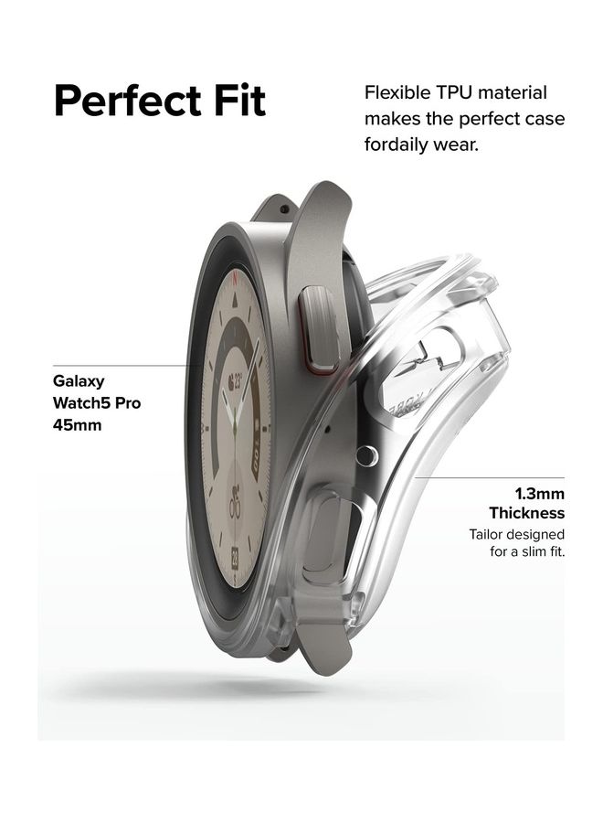 رينجك غطاء حماية واقٍ آير سبورتس بتصميم رفيع وناعم ومرن من البولي يوريثان الحراري المتين بإطار مرتفع مصمم بفتحات للأزرار لساعة جالاكسي ووتش 5 مقاس 45 مم شفاف مطفأ - Image 5