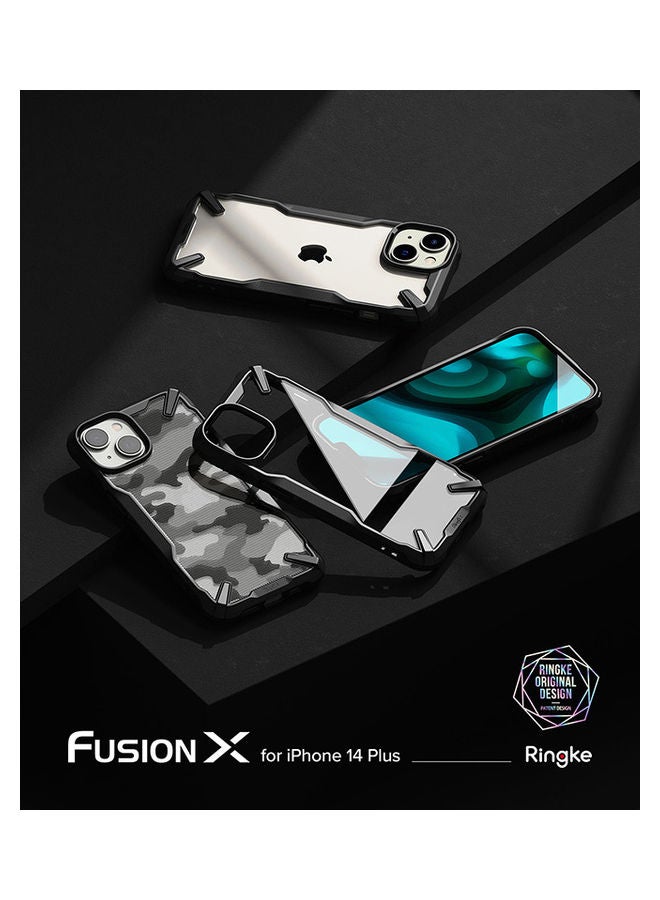 Ringke Fusion -X Design Case Clear Hard Back Heavy Duty Shockproof Advanced Protective TPU Bumper Phone Coverfor iPhone 14 Plus Camo Black - Image 3