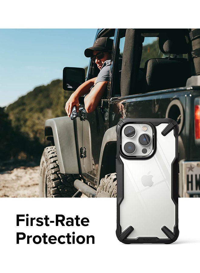 Ringke - Fusion -X Case Clear Hard Back Heavy Duty Shockproof Advanced Protective TPU Bumper Phone Cover for iPhone 14 Pro Max Black - Image 1