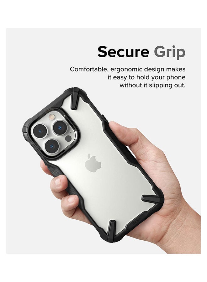 Ringke - Fusion -X Case Clear Hard Back Heavy Duty Shockproof Advanced Protective TPU Bumper Phone Cover for iPhone 14 Pro Max Black - Image 1