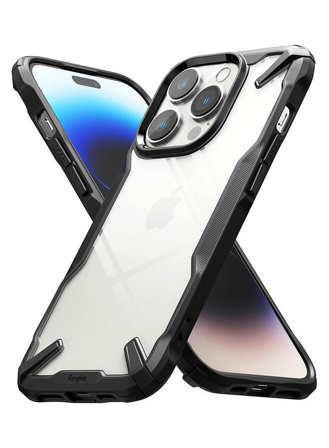 Ringke - Fusion -X Case Clear Hard Back Heavy Duty Shockproof Advanced Protective TPU Bumper Phone Cover for iPhone 14 Pro Max Black - Image 1