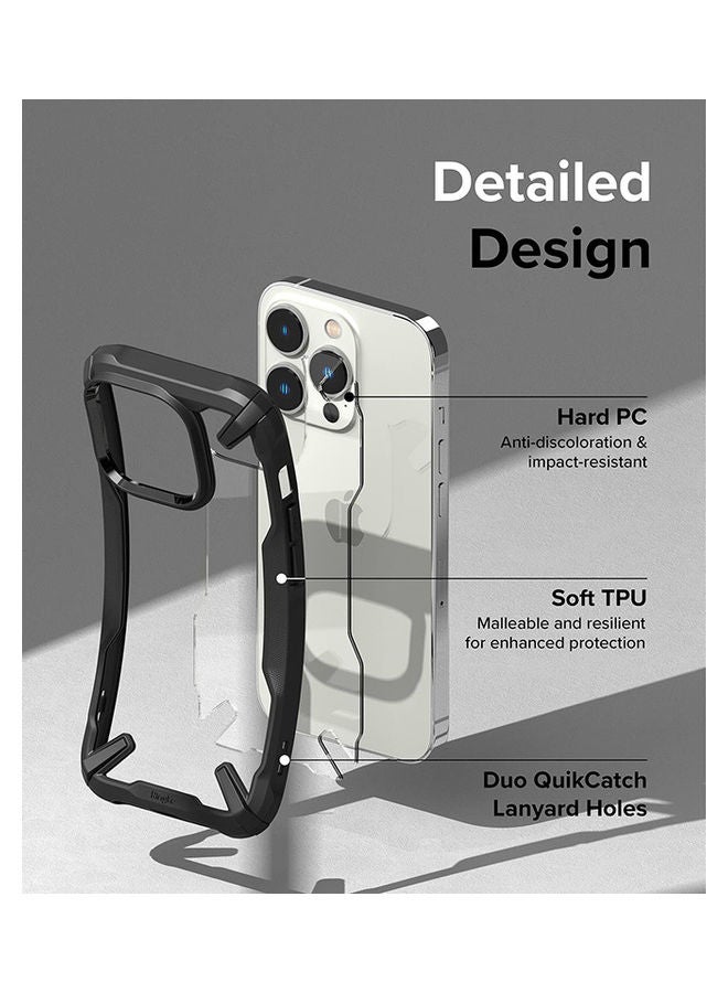 Ringke - Fusion -X Case Clear Hard Back Heavy Duty Shockproof Advanced Protective TPU Bumper Phone Cover for iPhone 14 Pro Max Black - Image 1
