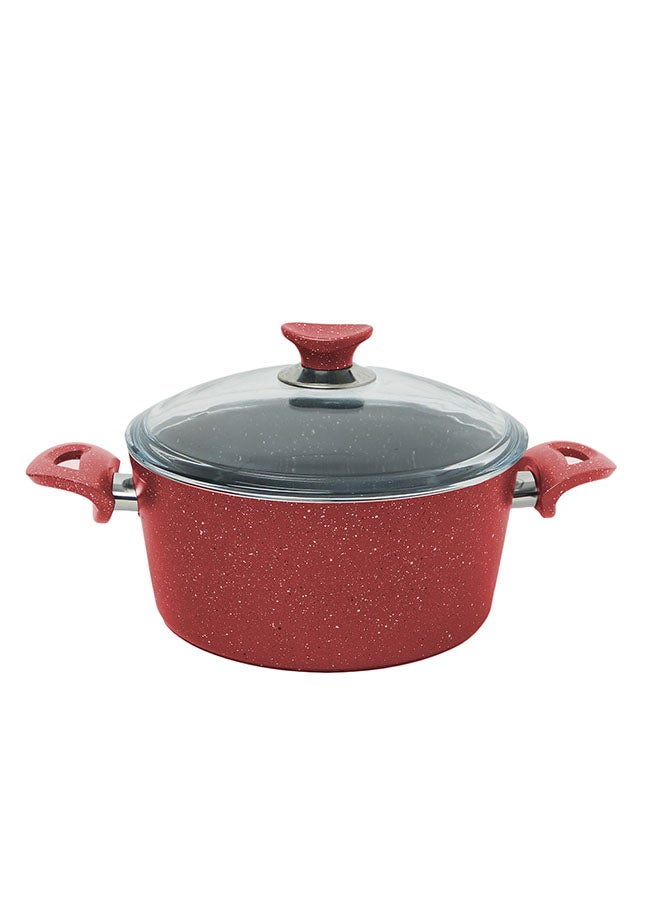 ريغال إن هاوس طقم قدور جرانيت مع أغطية بايركس مكون من 7 قطع صناعة تركية أحمر 24x24x10.5سم  - Image 2