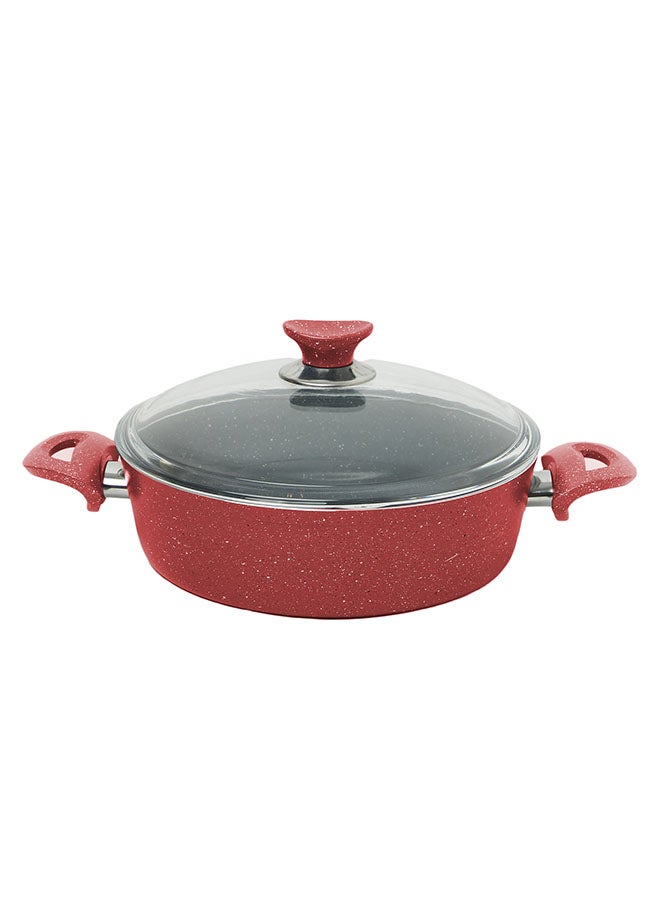 ريغال إن هاوس طقم قدور جرانيت مع أغطية بايركس مكون من 7 قطع صناعة تركية أحمر 24x24x10.5سم  - Image 3
