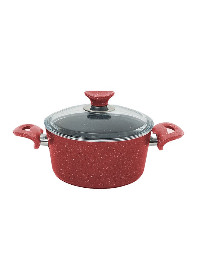 ريغال إن هاوس طقم قدور جرانيت مع أغطية بايركس مكون من 7 قطع صناعة تركية أحمر 24x24x10.5سم  - Image 4