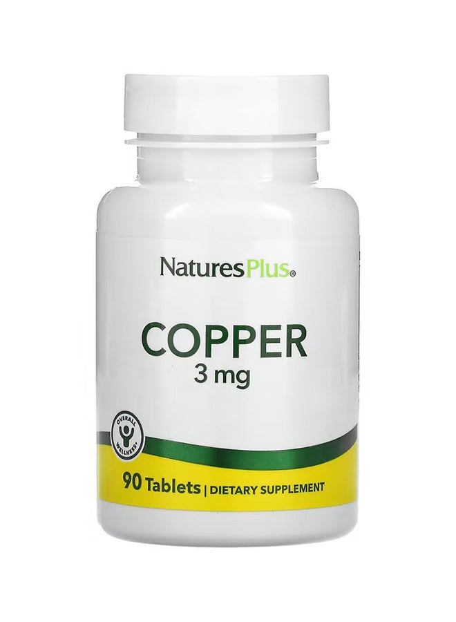 Natures Plus High Protein Dietary Supplement Amino Acid Chelate Copper 3Mg, 90 Tablets - Image 1
