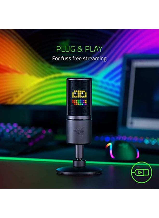 RAZER - Seiren Emote Streaming Microphone 8-bit Emoticon LED Display - Stream Reactive Emoticon - Hypercardioid Condenser Mic - Built-in Shock Mount - Interchangeable Gooseneck - Matte Black - Image 1