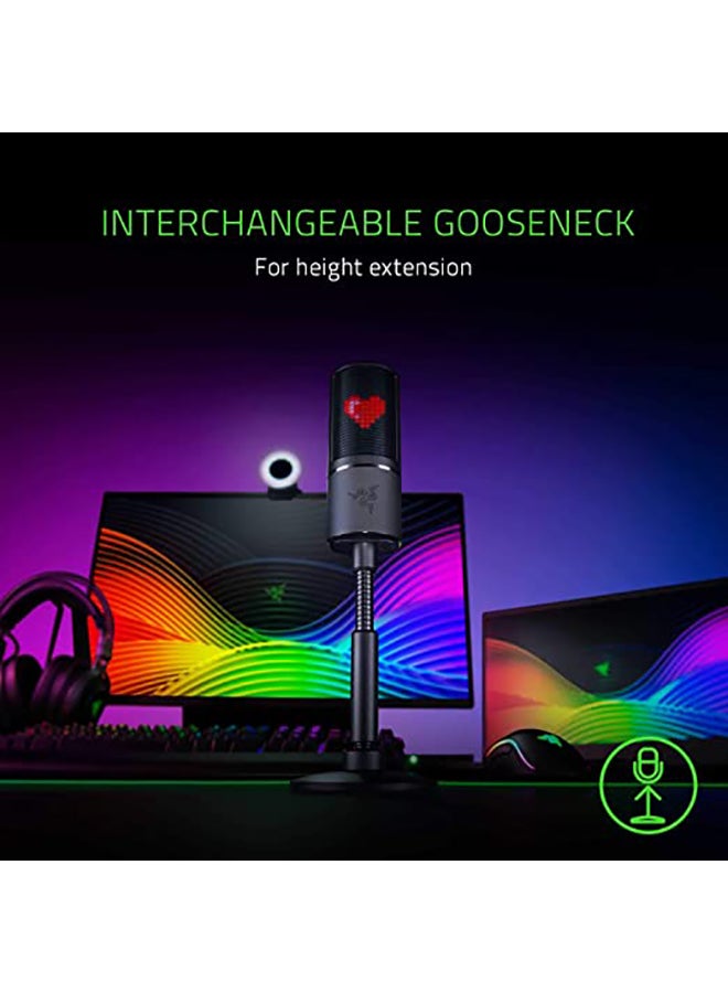 RAZER - Seiren Emote Streaming Microphone 8-bit Emoticon LED Display - Stream Reactive Emoticon - Hypercardioid Condenser Mic - Built-in Shock Mount - Interchangeable Gooseneck - Matte Black - Image 1