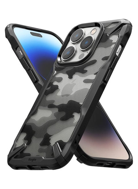 Fusion -X Design Case Hard Back Heavy Duty Shockproof Advanced Protective TPU Bumper Phone Cover For iPhone 14 Pro Max Camo Black