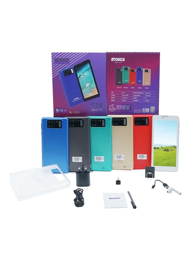 أتتش - تابلت ذكي 5G مقاس 7 بوصات S14 يعمل بنظام Android 10.0 ثنائي شريحة الاتصال مع ذاكرة وصول عشوائي 3 جيجابايت وذاكرة قراءة فقط 32 جيجابايت وحدة معالجة مركزية رباعية النواة وبلوتوث وواي فاي كمبيوتر (أزرق) - Image 1