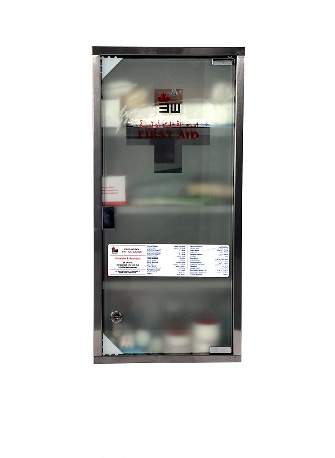 3W Healthcare First Aid Cabinet Stainless Steel Large  - Image 1