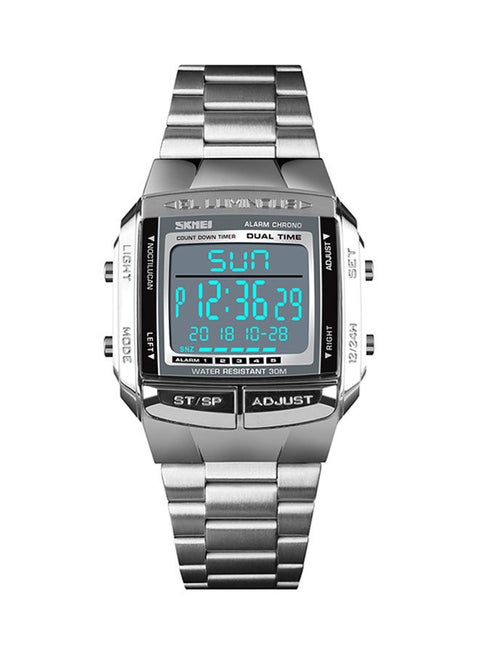 Men's Stainless Steel Analog & Digital Watch 1381 - 35 mm - Silver