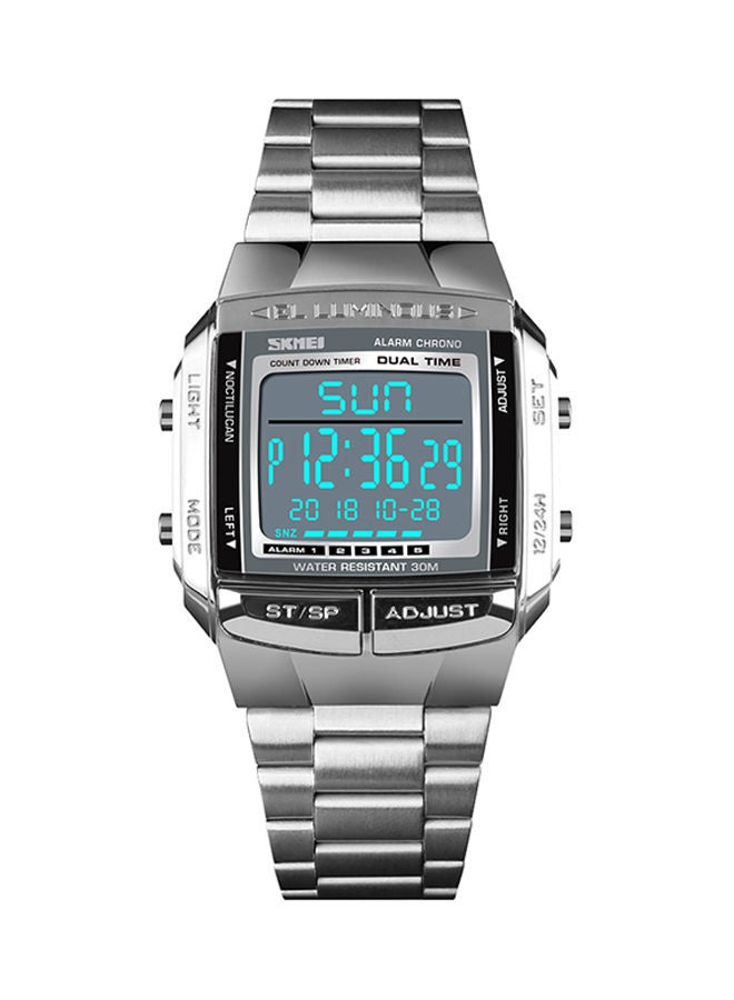 SKMEI Men's Stainless Steel Analog & Digital Watch 1381 - 35 mm - Silver - Image 1