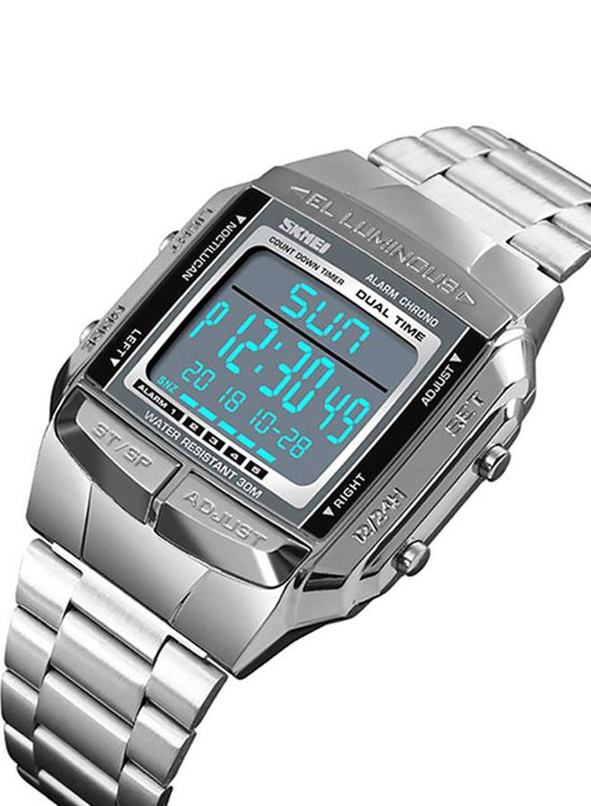 SKMEI Men's Stainless Steel Analog & Digital Watch 1381 - 35 mm - Silver - Image 2