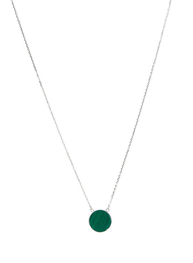 Capri Gold 18 Karat White Gold Malachite Single Stone Necklace - Image 1