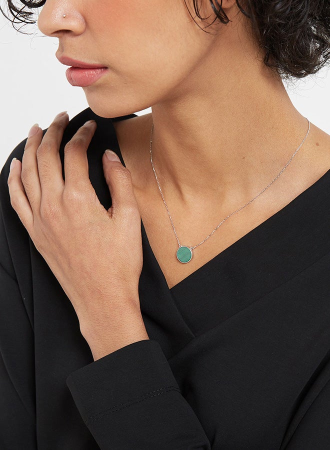 Capri Gold 18 Karat White Gold Malachite Single Stone Necklace - Image 5