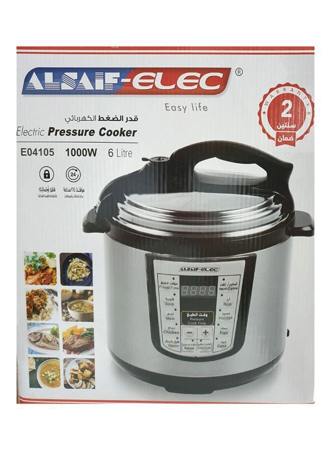 ألسيف إليك قدر ضغط كهربائي سعة 6 لتر 6.0 L 1000.0 W E04105 أسود/ فضي  - Image 2