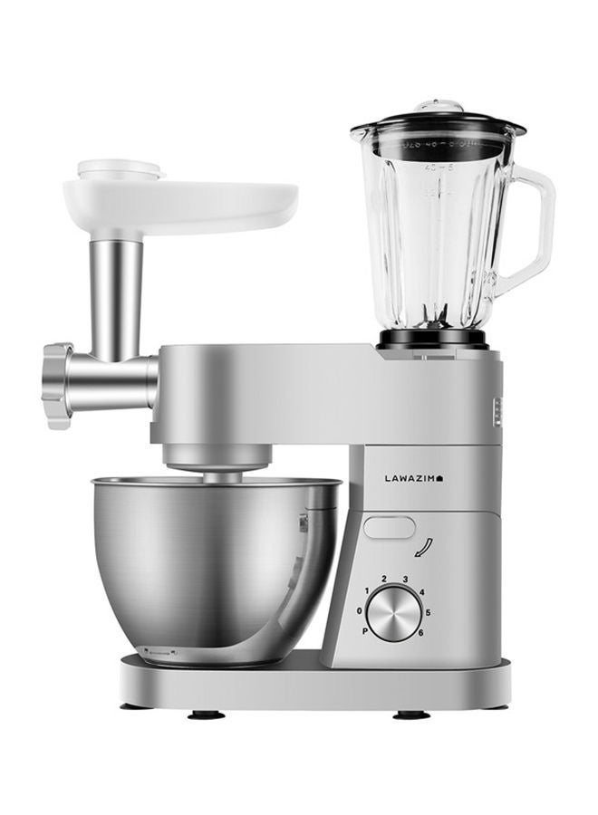 LAWAZIM 3-In-1 Professional Electric Dough Stand With Mixer Grinder And Juicer 5.5L 1200W 5.5 L 1200.0 W 05-2162-02 Silver  - Image 1